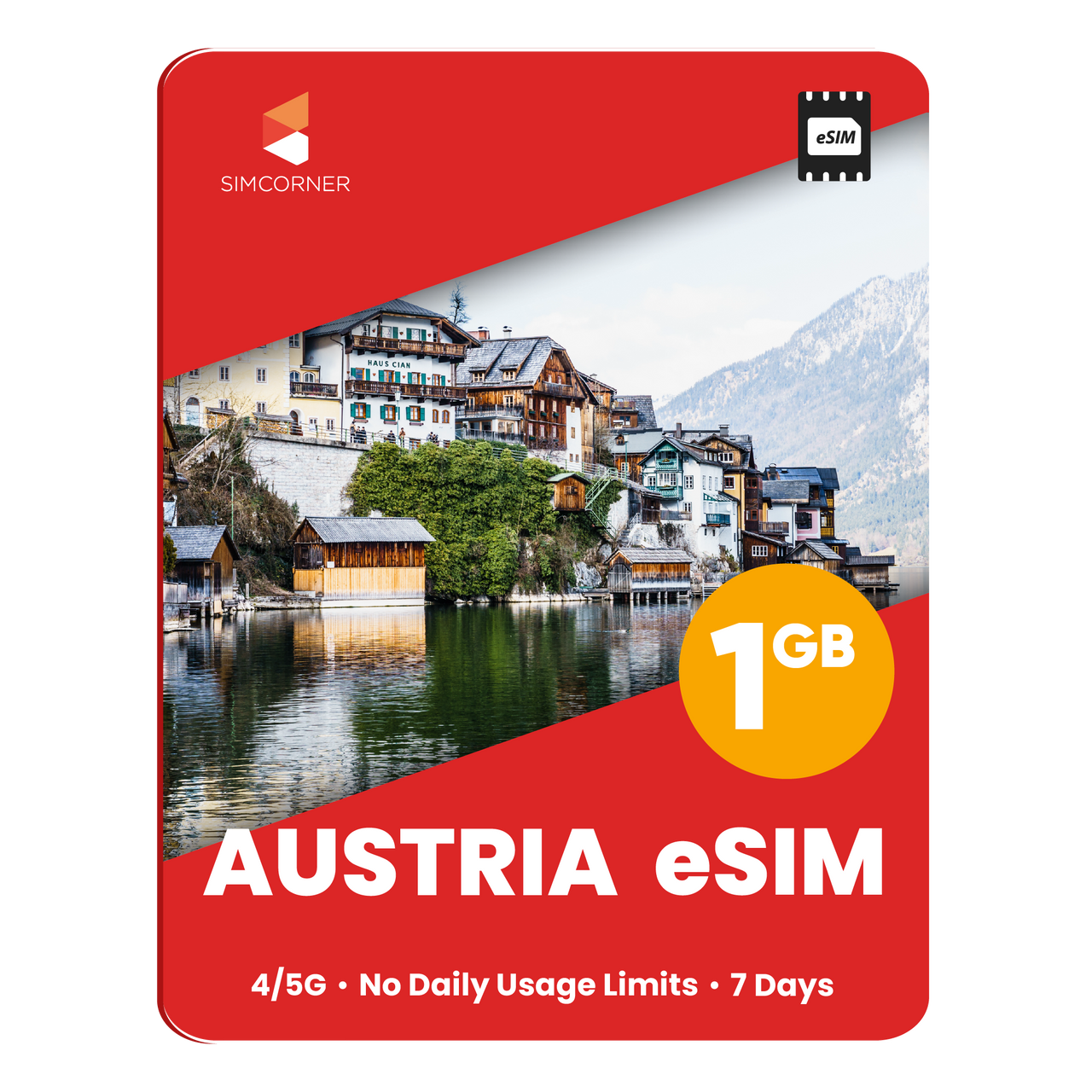 Austria eSIM: 1GB - 7 Days- SimCorner