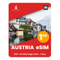 Thumbnail for Austria eSIM: 1GB - 7 Days- SimCorner