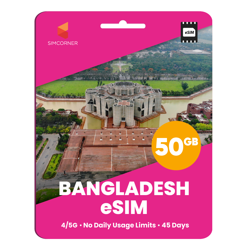 Bangladesh eSIM: 50GB - 45 Days
-SimCorner