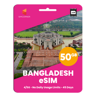 Thumbnail for Bangladesh eSIM: 50GB - 45 Days
-SimCorner