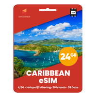 Thumbnail for Prepaid Caribbean eSIM Card (24GB) | SimCorner