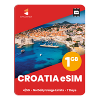 Thumbnail for Croatia eSIM: 1GB - 7 Days - SimCorner