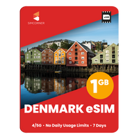 Thumbnail for Denmark eSIM: 1GB - 7 Days - SimCorner