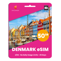 Thumbnail for Denmark eSIM: 50GB - 45 Days
-SimCorner