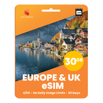 Europe eSIM: 30GB - 30 Days