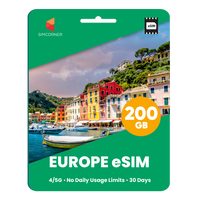 Thumbnail for [eSIM] Europe Data eSIM | 200GB | SimCorner