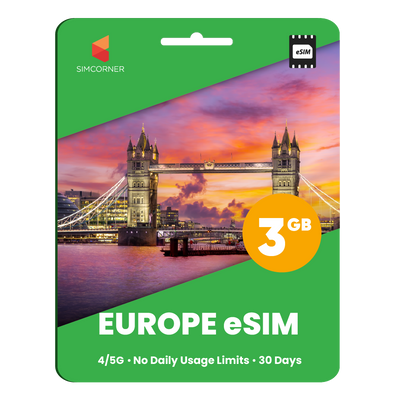 Europe eSIM: 3GB - 30 Days