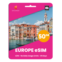 Thumbnail for Europe eSIM: 50GB - 45 Days
-SimCorner