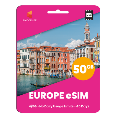 Europe eSIM: 50GB - 45 Days