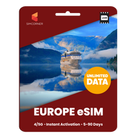 Thumbnail for [eSIM] Europe Unlimited Data | 5 - 90 Days | SimCorner