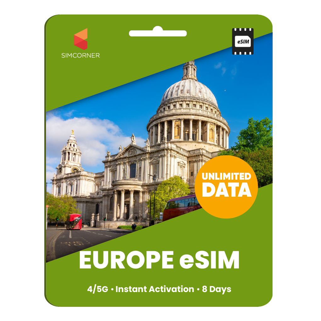 [eSIM] Europe Unlimited Data | 8 Days | SimCorner