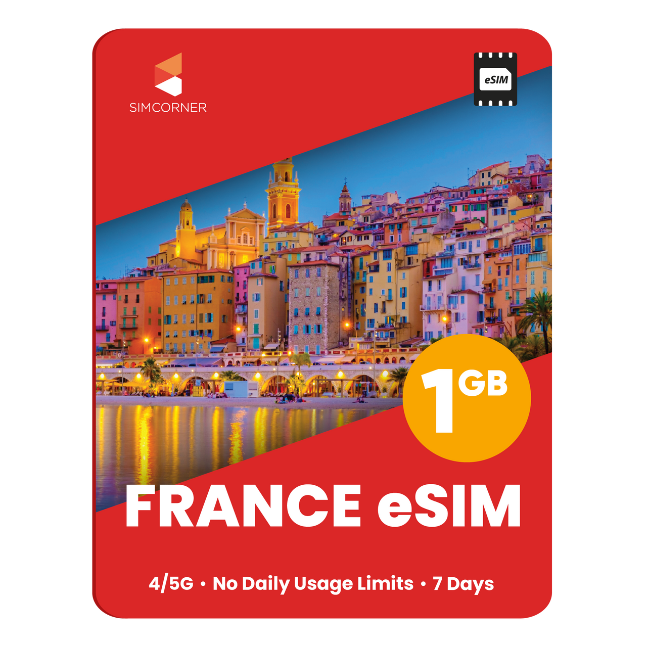 France eSIM: 1GB - 7 Days - SimCorner