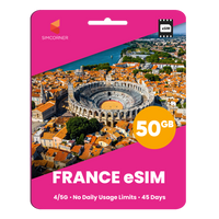 Thumbnail for France eSIM: 50GB - 45 Days
-SimCorner