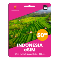 Thumbnail for Indonesia eSIM: 50GB - 45 Days | SimCorner