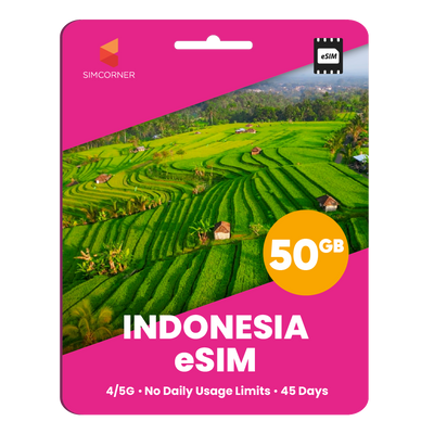 Indonesia eSIM: 50GB - 45 Days