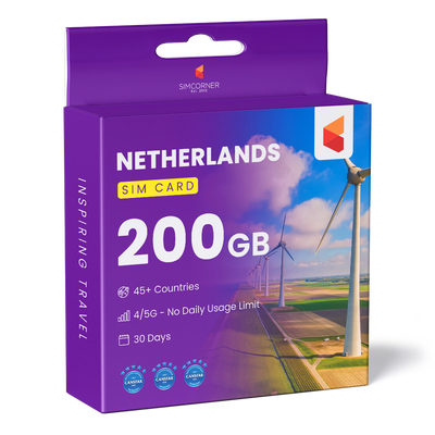 Netherlands Travel Sim Card 200GB