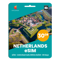 Thumbnail for [eSIM] Netherlands eSim Card (30GB)  SimCorner