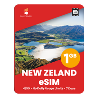 Thumbnail for New Zealand eSIM: 1GB - 7 Days | SimCorner