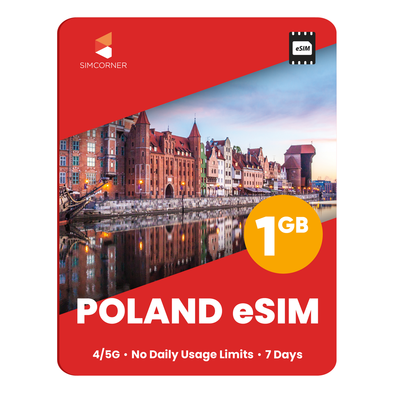 Poland eSIM: 1GB - 7 Days - SimCorner