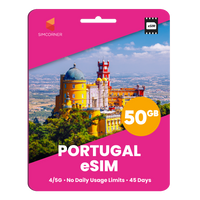 Thumbnail for Portugal eSIM: 50GB - 45 Days
-SimCorner