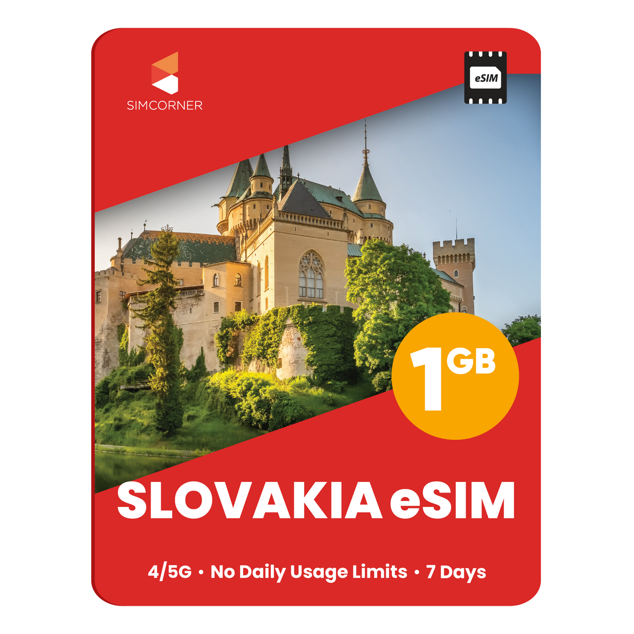 Slovakia eSIM: 1GB - 7 Days - SimCorner