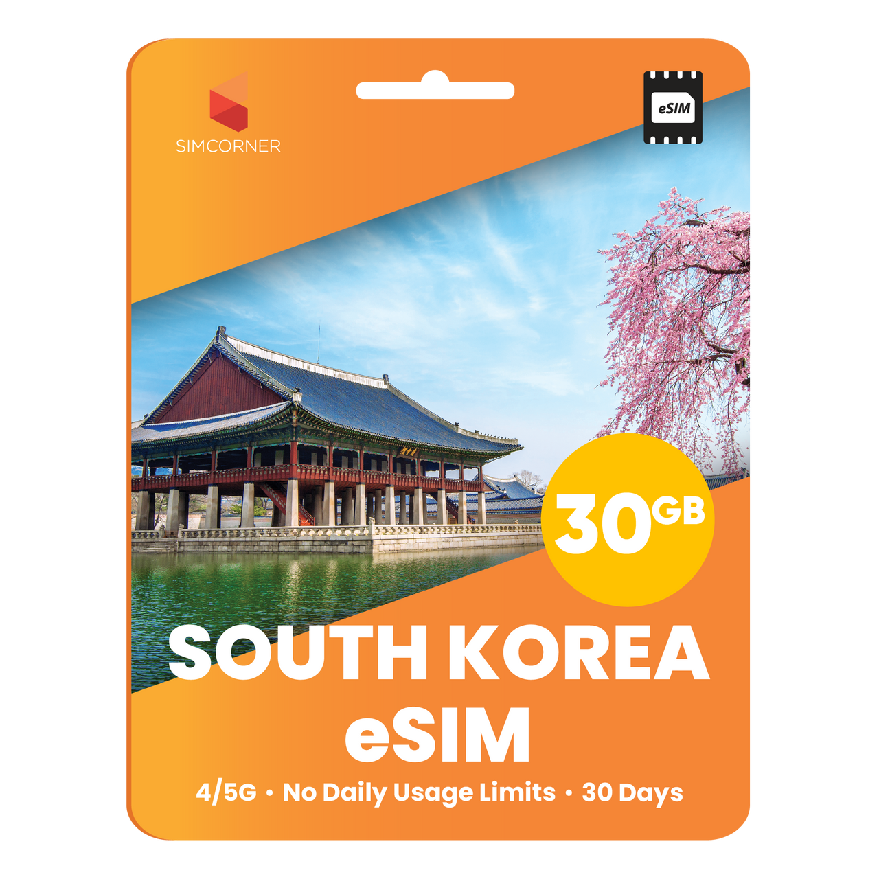 South Korea eSIM: 30GB - 30 Days - SimCorner