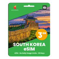 Thumbnail for South Korea eSIM: 3GB - 30 Days - SimCorner