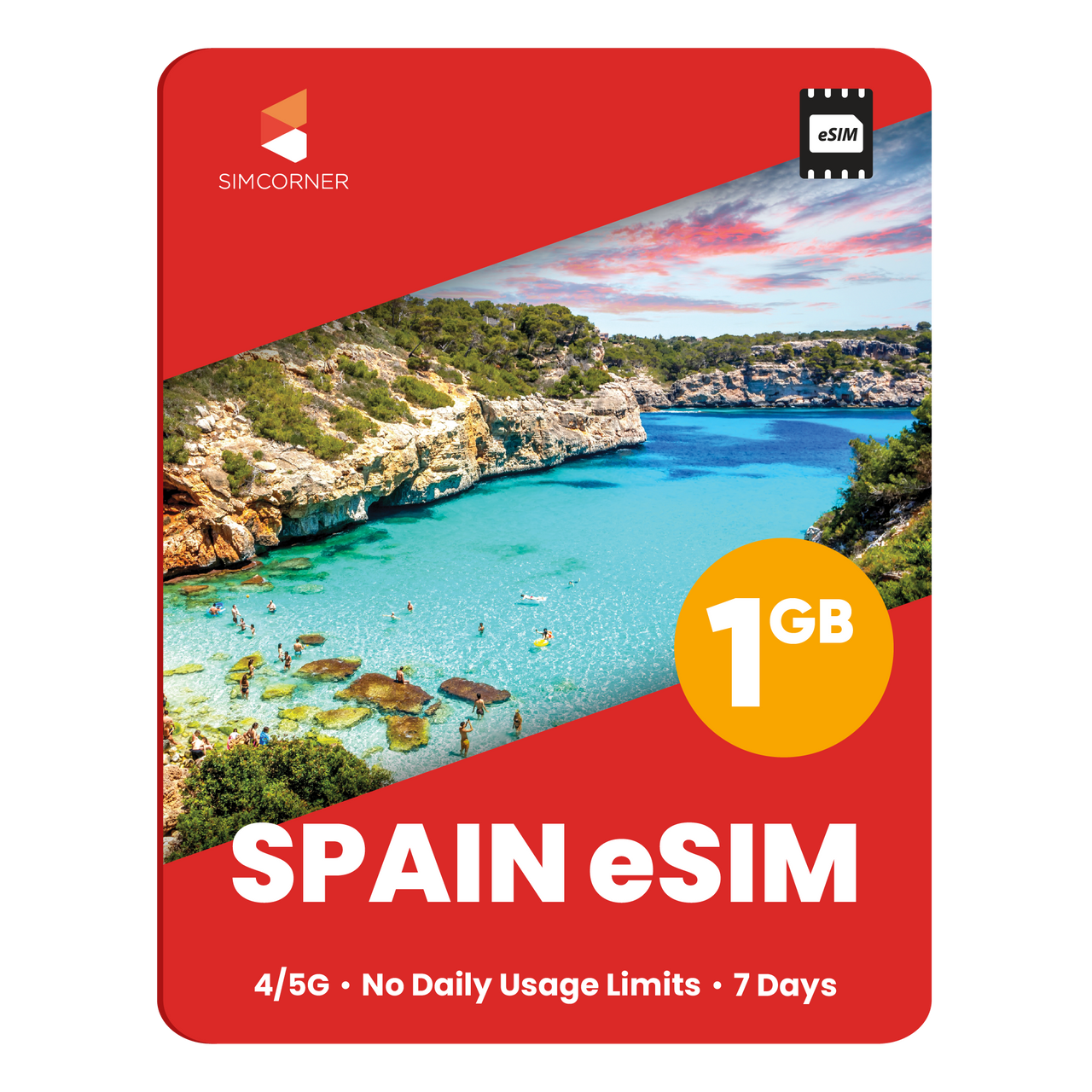 Spain eSIM: 1GB - 7 Days - SimCorner