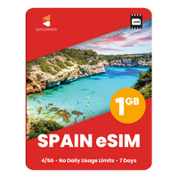 Thumbnail for Spain eSIM: 1GB - 7 Days - SimCorner