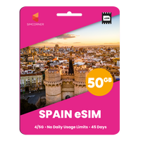 Thumbnail for Spain eSIM: 50GB - 45 Days
-SimCorner