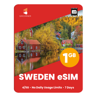 Thumbnail for Sweden eSIM: 1GB - 7 Days - SimCorner