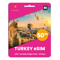 Thumbnail for Türkiye eSIM: 50GB - 45 Days
-SimCorner