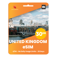 Thumbnail for [eSIM] United Kingdom eSim Card (30GB) - SimCorner