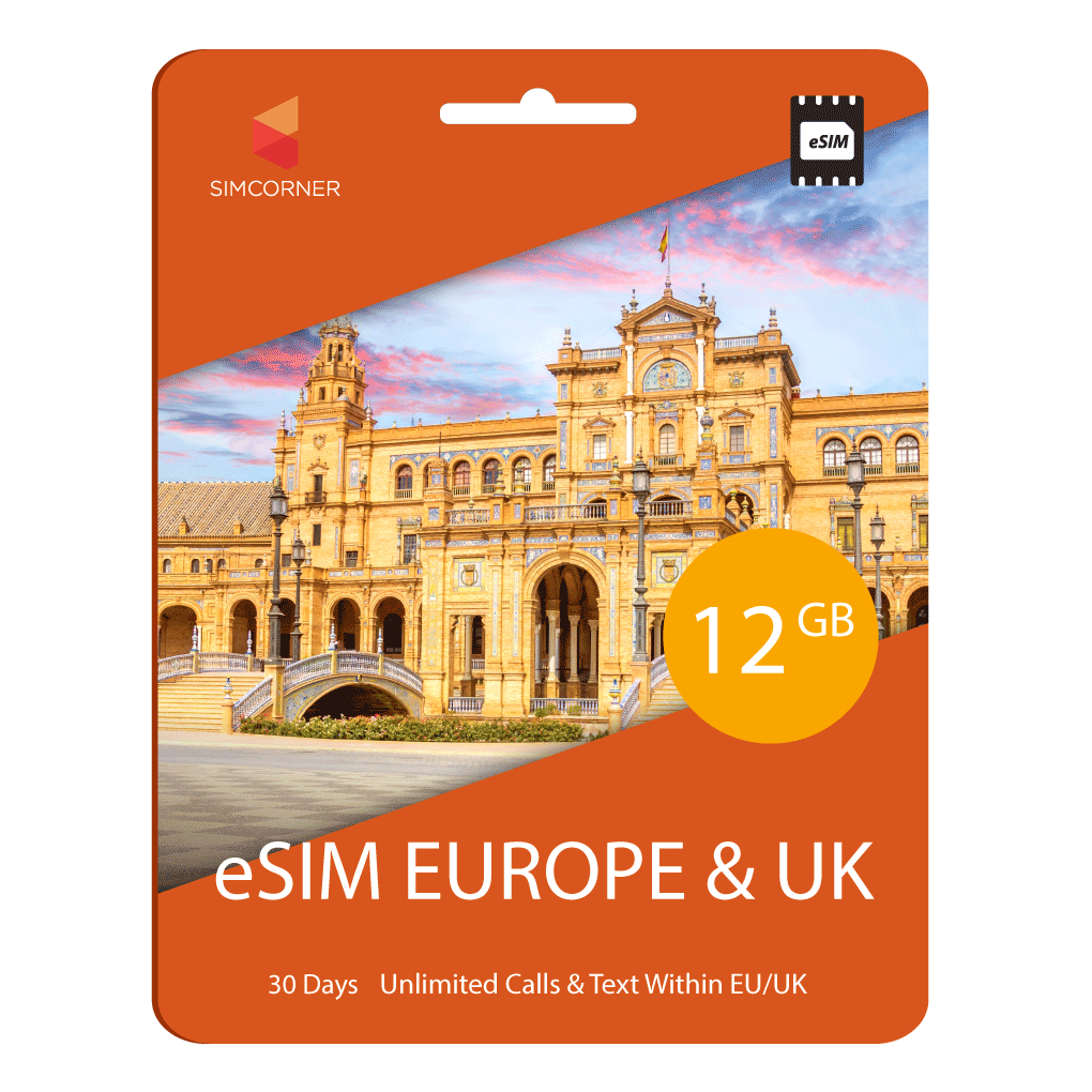 eSIM Europe & UK (12GB, 18GB or 30GB)