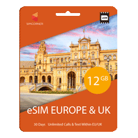 Thumbnail for eSIM Europe & UK (12GB, 18GB or 30GB)