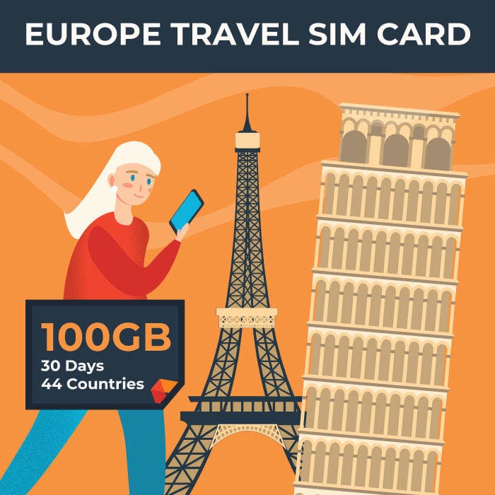 Europe & UK Travel Sim Card (100GB)