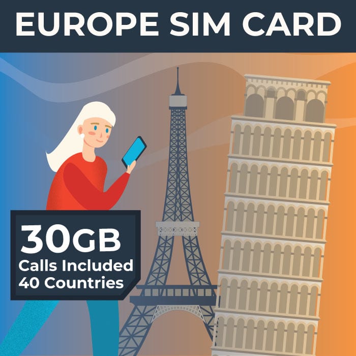 Europe & UK Travel Sim Card (30GB) I SimCorner